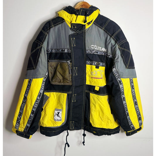 CCLTEAM PREMIUM SKI JACKET FOR MEN | YELLOW BLACK WINTER SNOW JACKET WITH HOOD