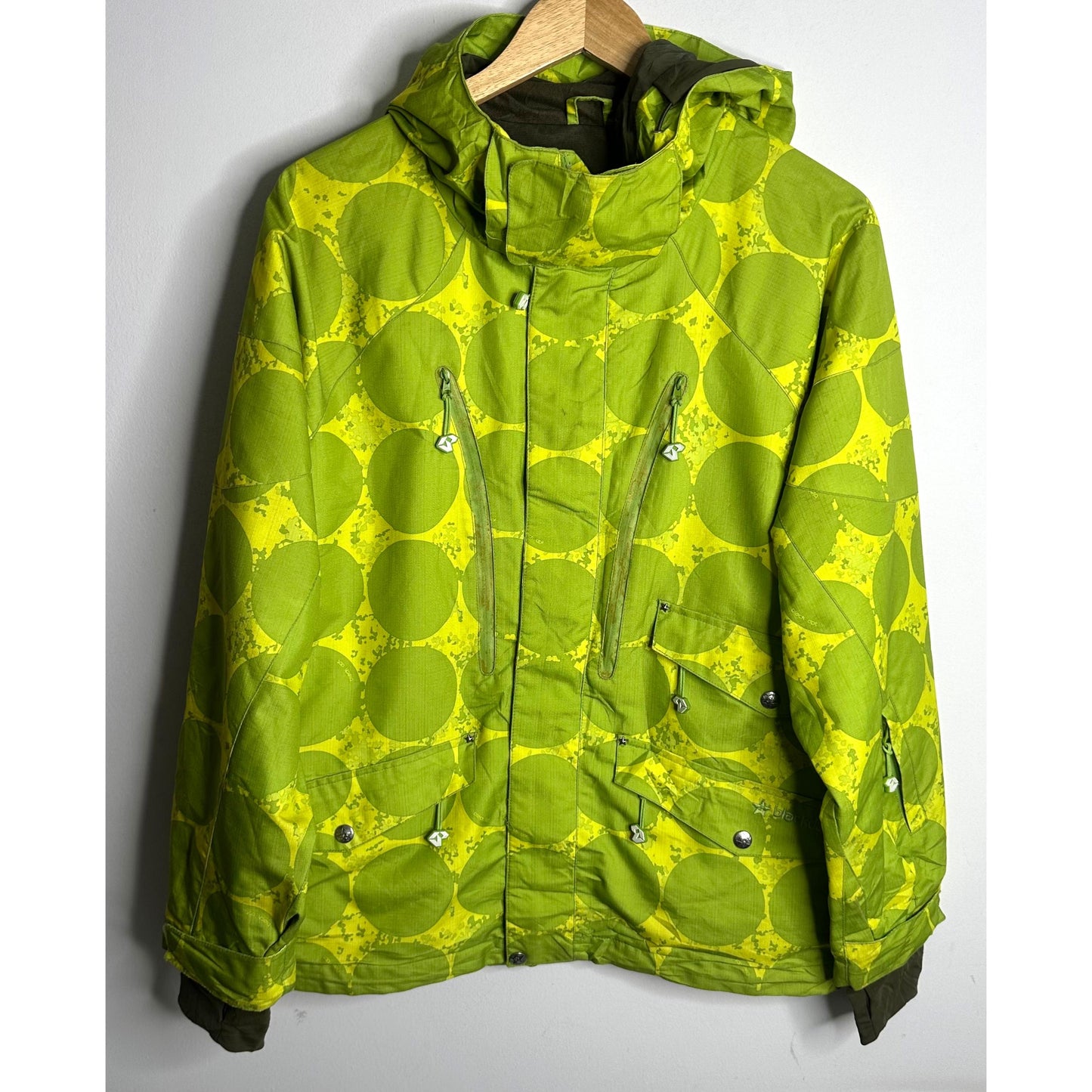 BLACK DOT PREMIUM SKI JACKET FOR MEN | GREEN PRINTED WINTER SNOW JACKET