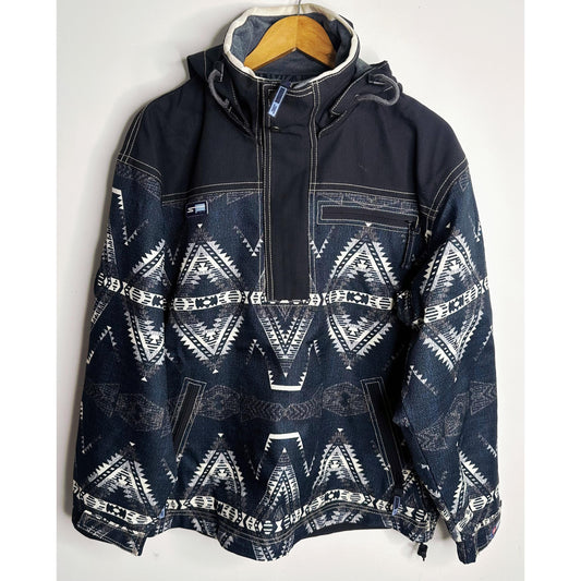 ESPERO MEN’S HOODED WINTER JACKET – TRIBAL GEOMETRIC PRINT ANORAK PULLOVER