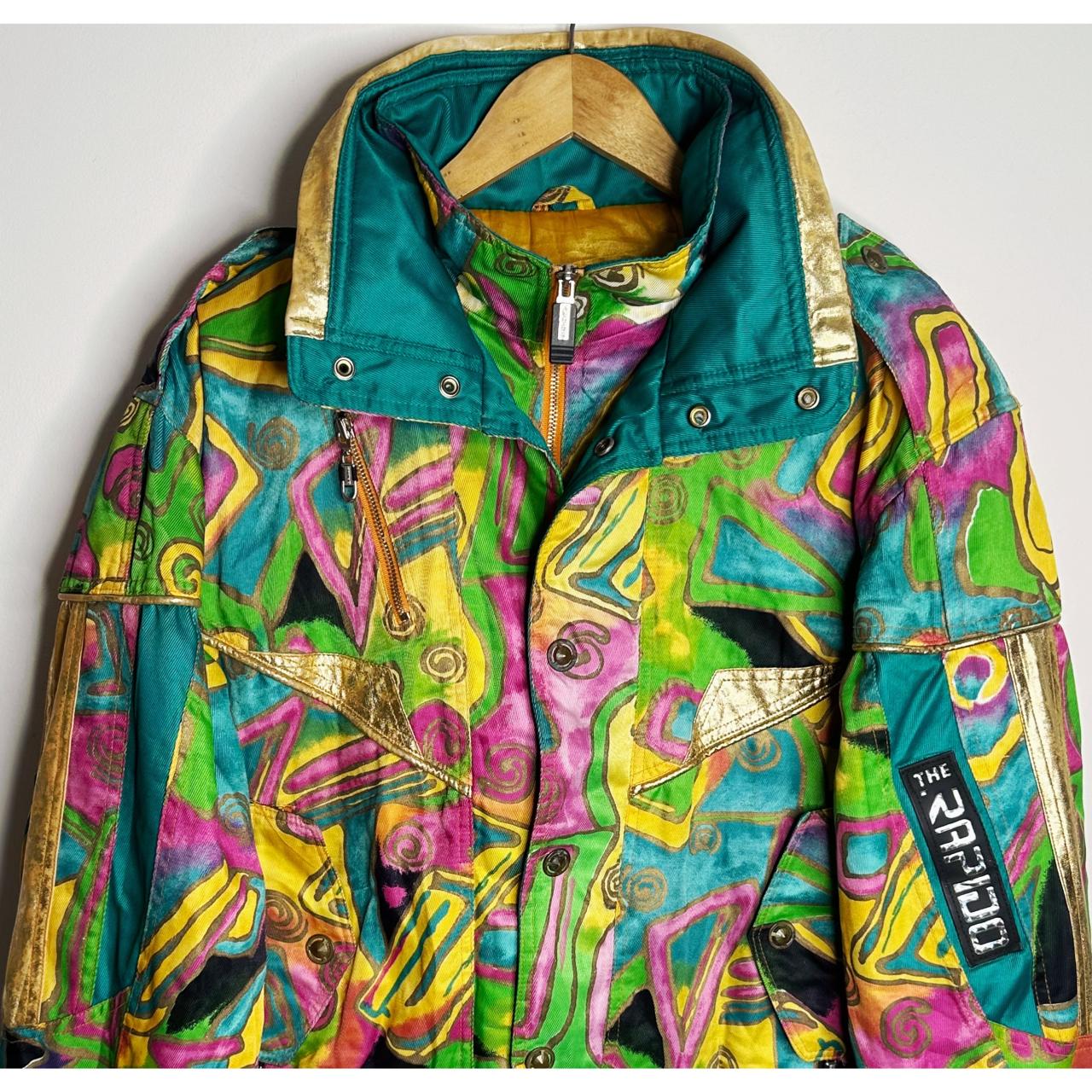 Rapido Essess Sports Geometric Neon & Gold Metallic Ski Jacket