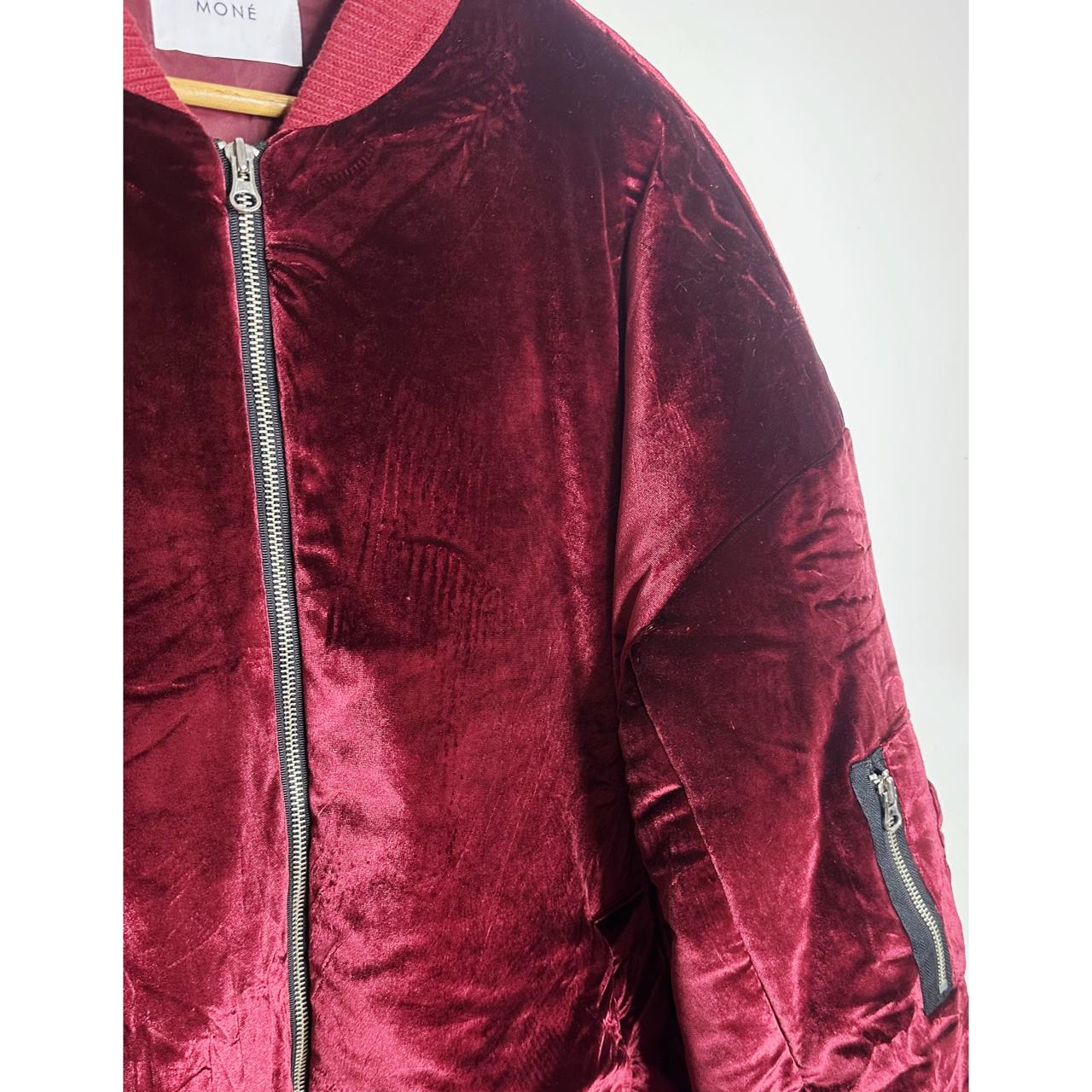 MONÉ Seoul Burgundy Velvet Bomber Jacket – Premium Minimal Streetwear