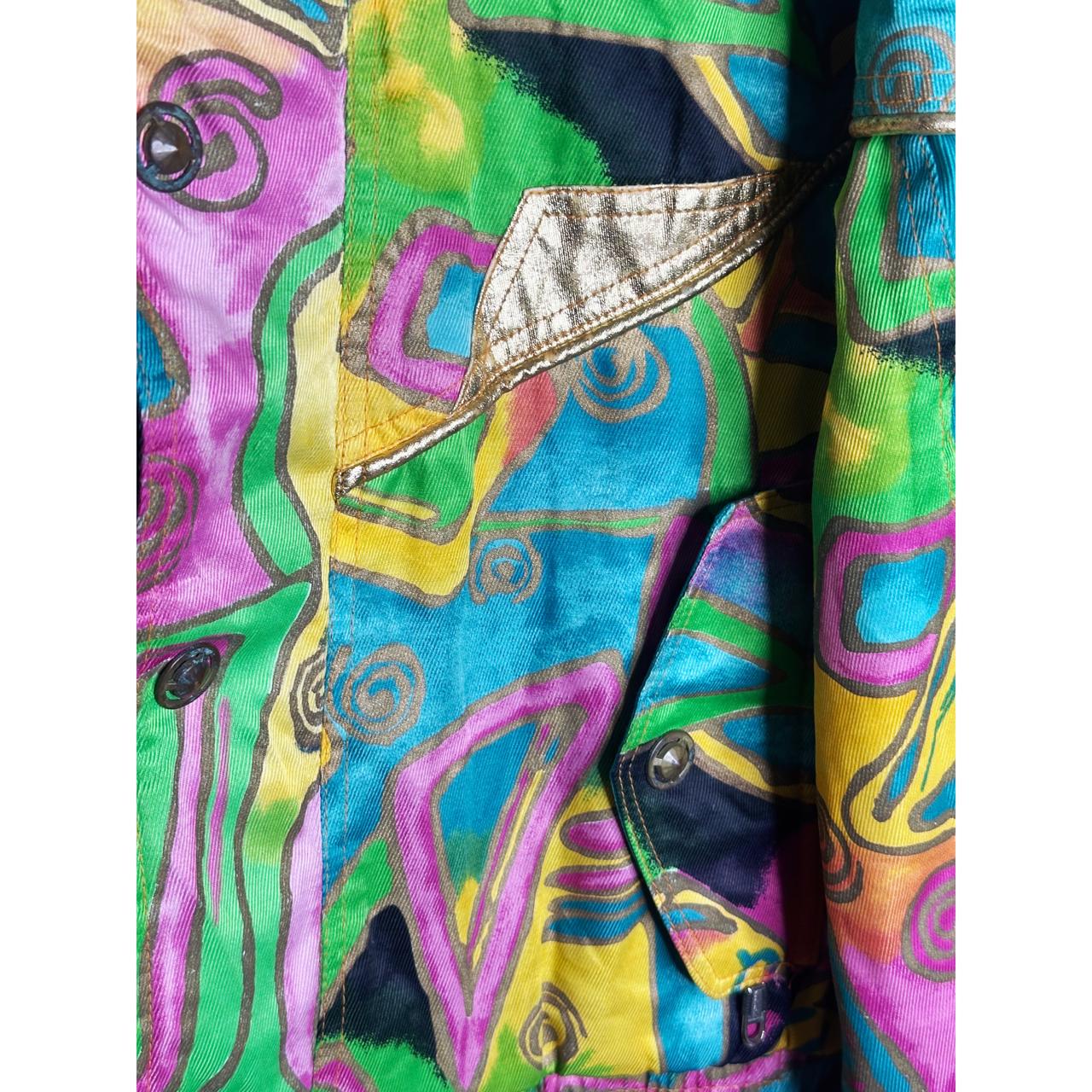 Rapido Essess Sports Geometric Neon & Gold Metallic Ski Jacket