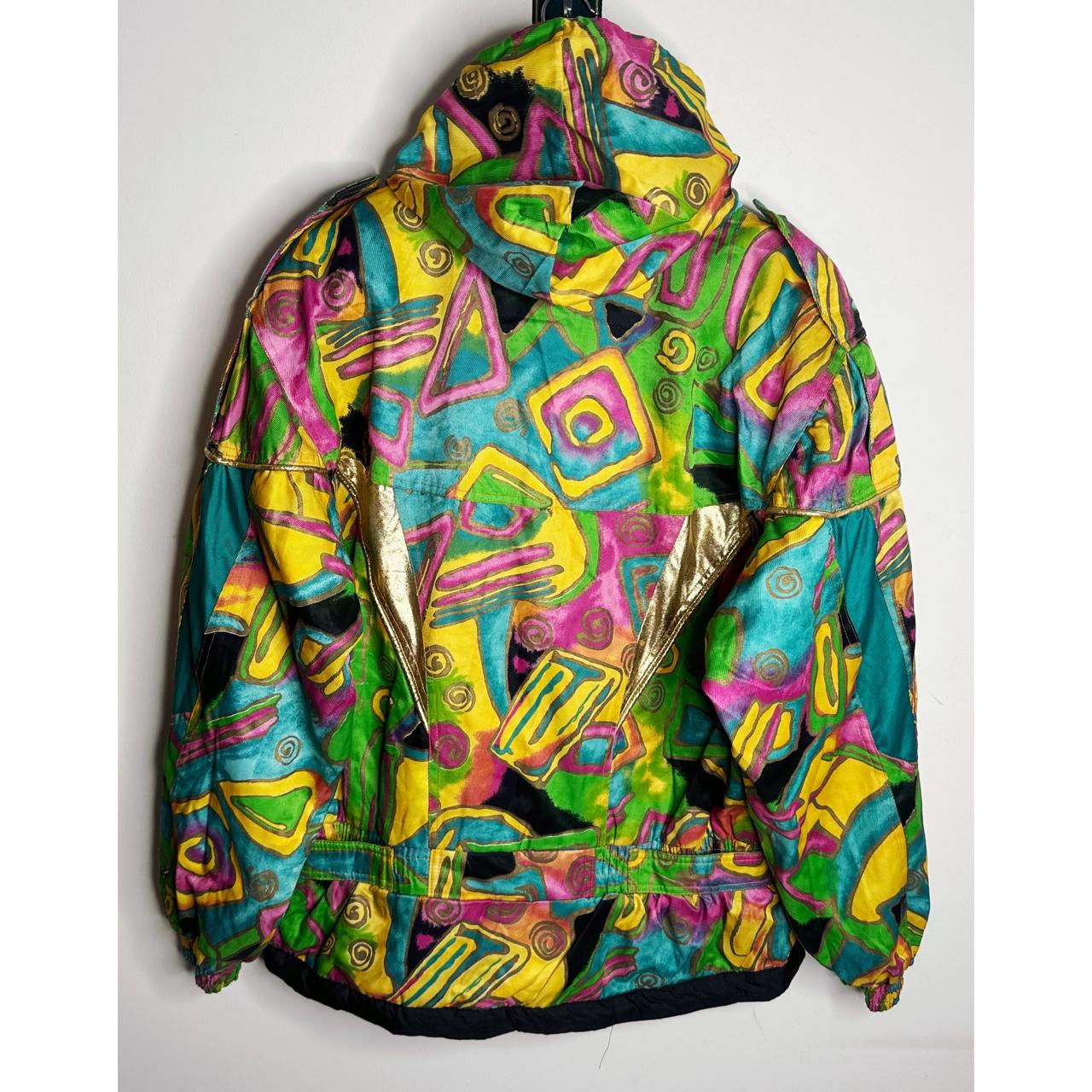 Rapido Essess Sports Geometric Neon & Gold Metallic Ski Jacket