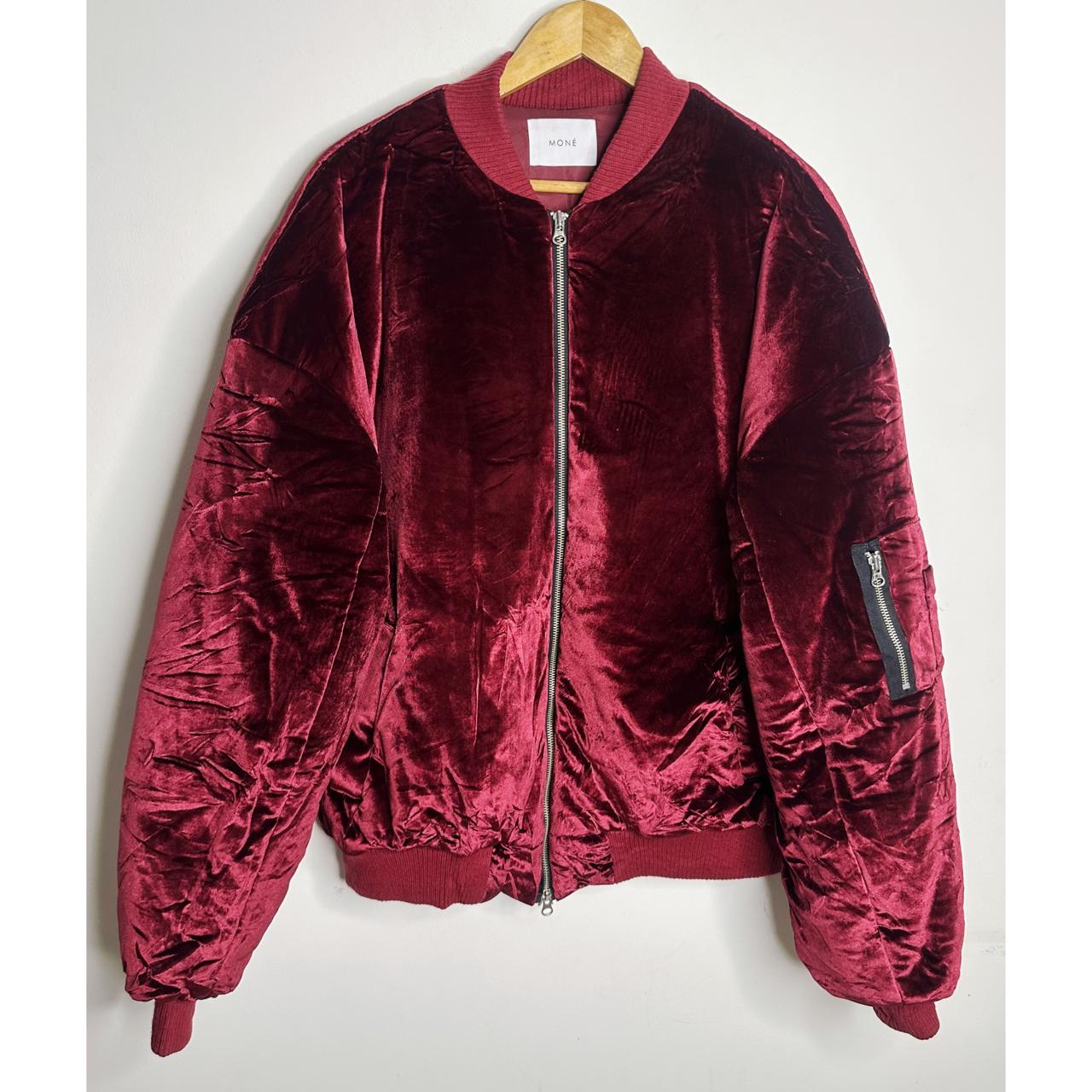 MONÉ Seoul Burgundy Velvet Bomber Jacket – Premium Minimal Streetwear