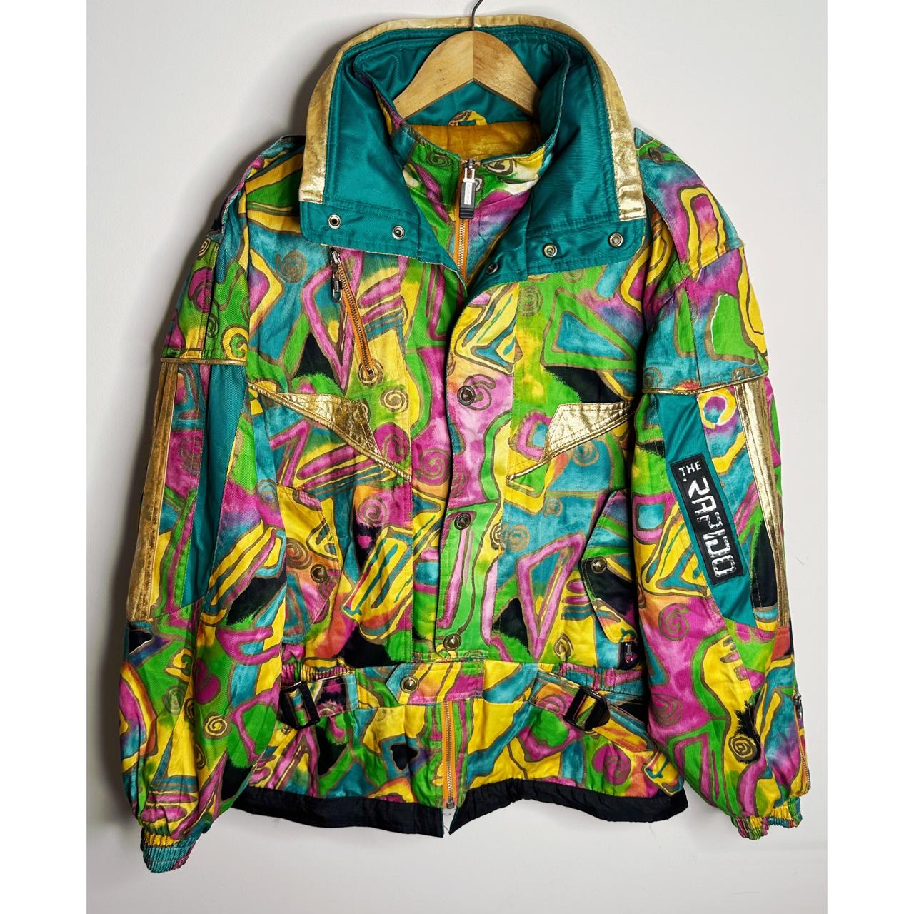 Rapido Essess Sports Geometric Neon & Gold Metallic Ski Jacket