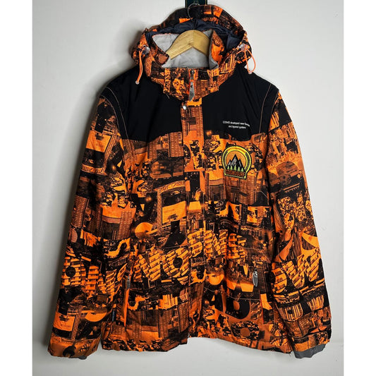 Cosmosurf Men's Orange City Print Ski & Snowboard Jacket with Detachable Sleeves