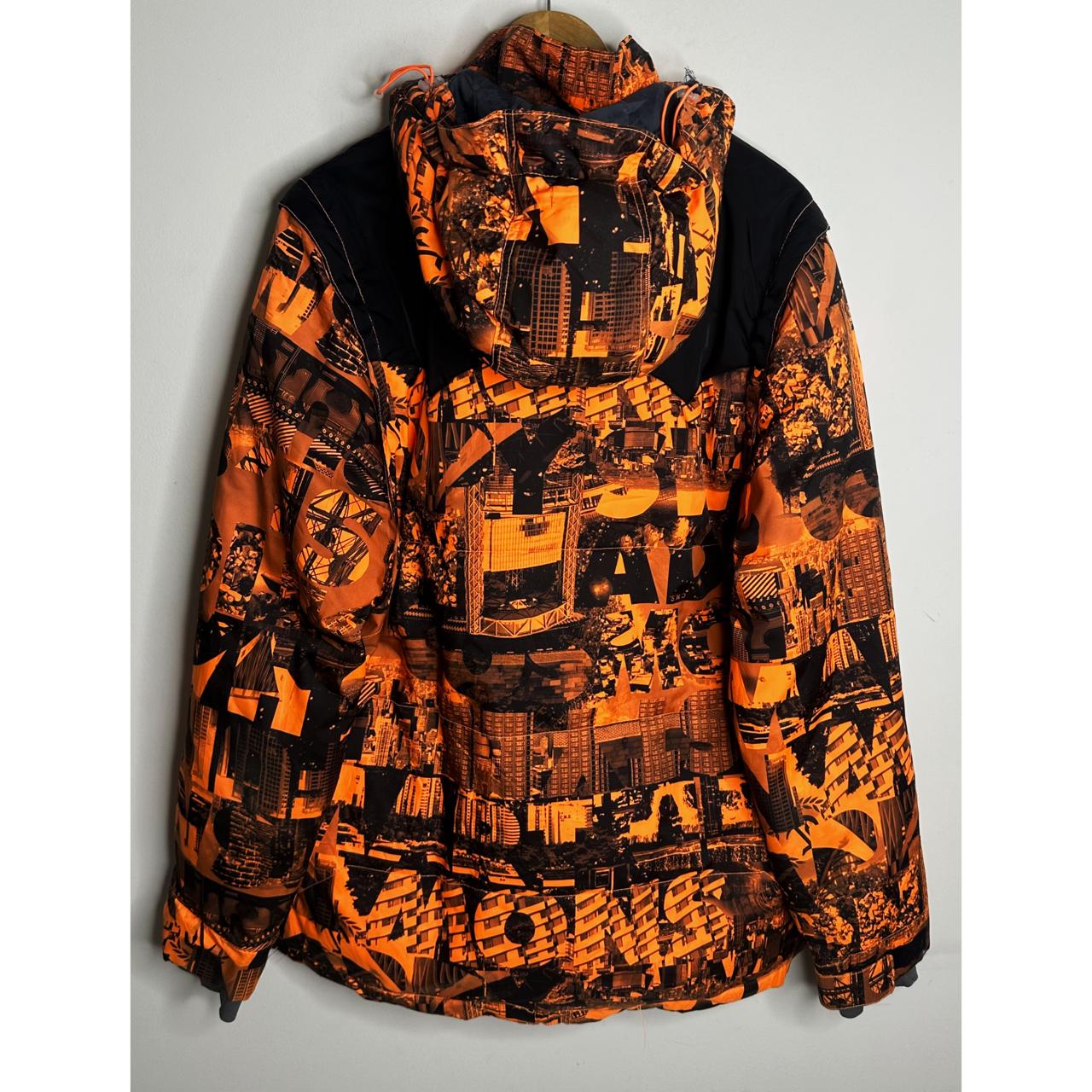 Cosmosurf Men's Orange City Print Ski & Snowboard Jacket with Detachable Sleeves