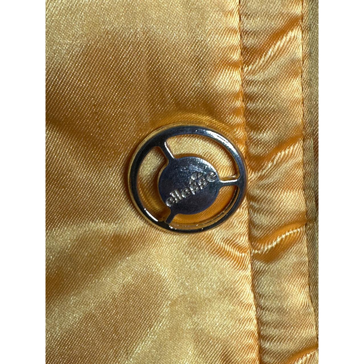 90s Ellesse Multi-Pocket Bright Yellow Ski Jacket with Faux Fur Hood and Graphic Embroidery