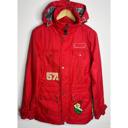 Unlimited G Series Men's Red Hooded Freesyle Snowboard Utility Jacket