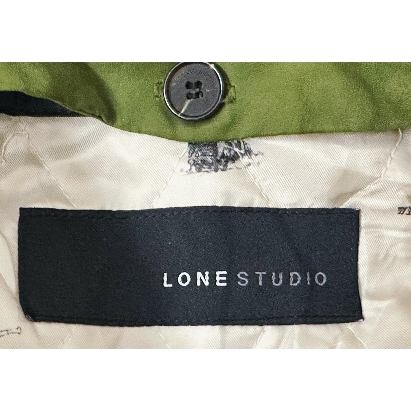 Lone Studio Moss Green Utility Field Jacket with Toggle Closures and Quilted Lining