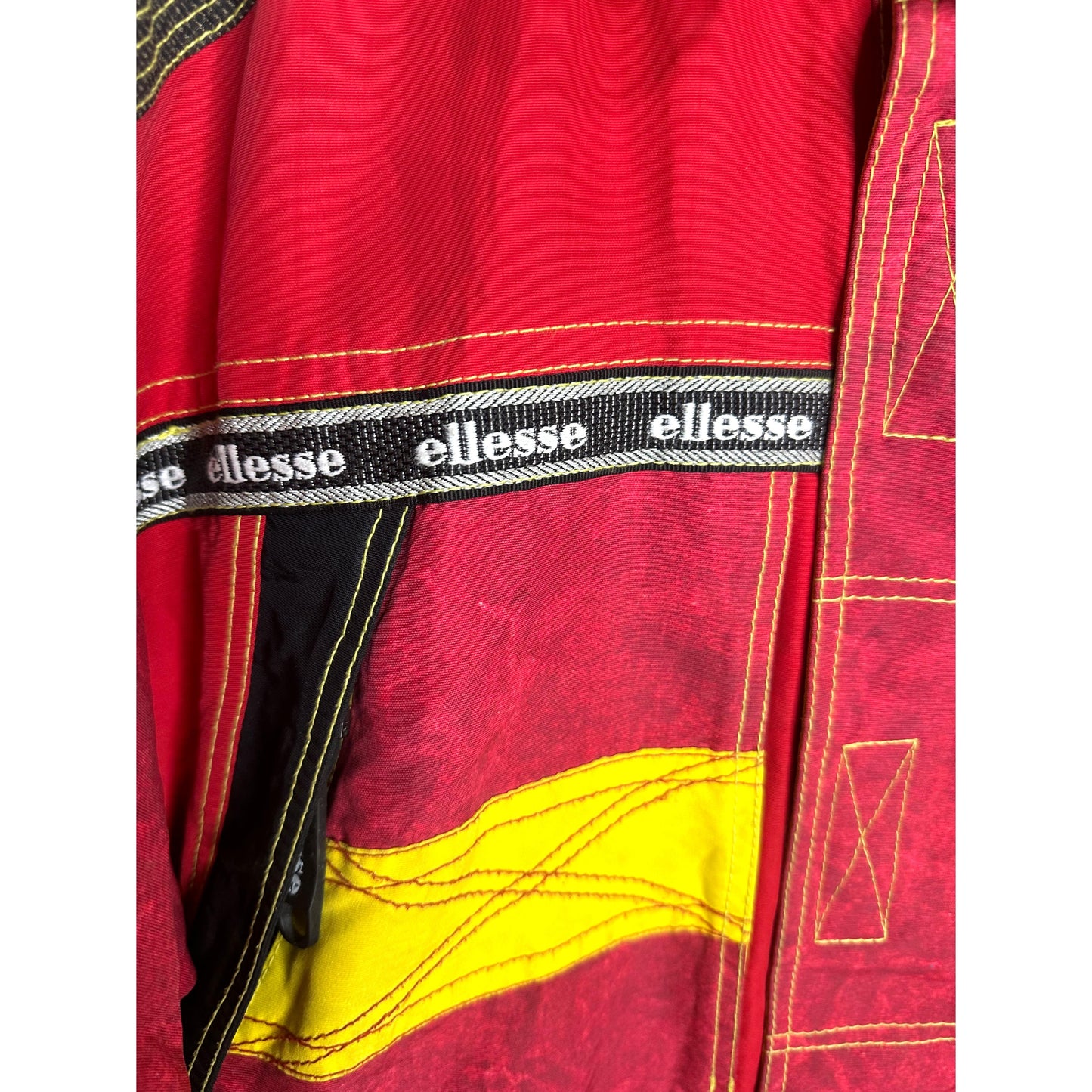 Ellesse "Excellent Equipments For Adventure Skiers" Red & Yellow Hooded Ski Jacket