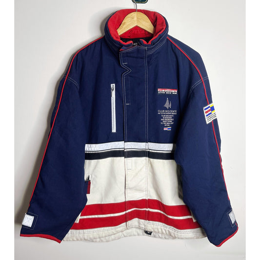 Club Descente Active Snow Gear Colorblock Ski Jacket - Blue/White/Red (Size JASPO O)