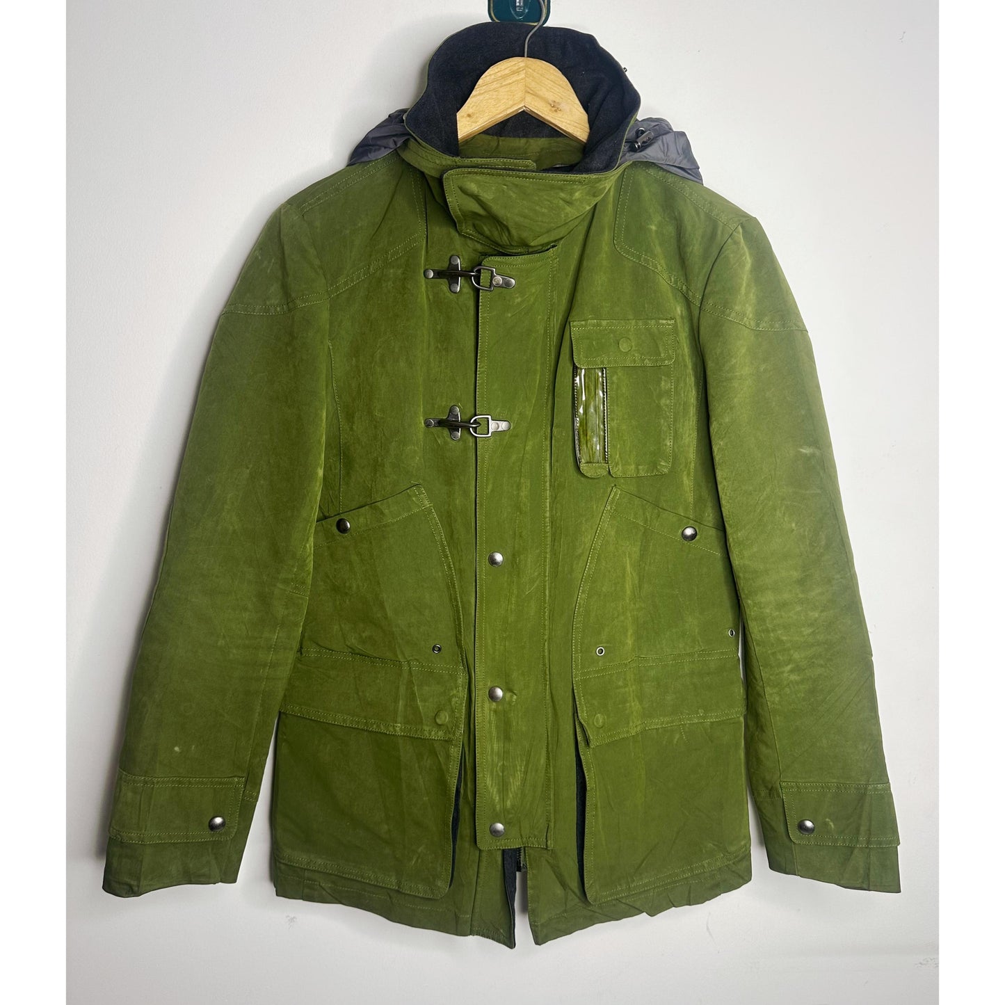 Lone Studio Moss Green Utility Field Jacket with Toggle Closures and Quilted Lining