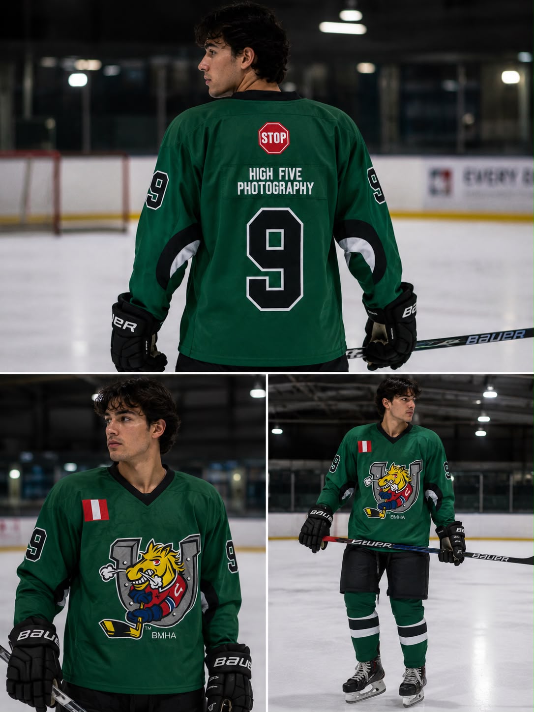 BMH Mustangs Ice Hockey Jersey – Forest Green | Premium Edition | Size 2XL