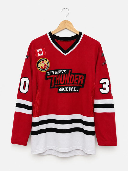 Ted Reeve Thunder GTHL Ice Hockey Jersey – Red | Premium Edition | Size XL