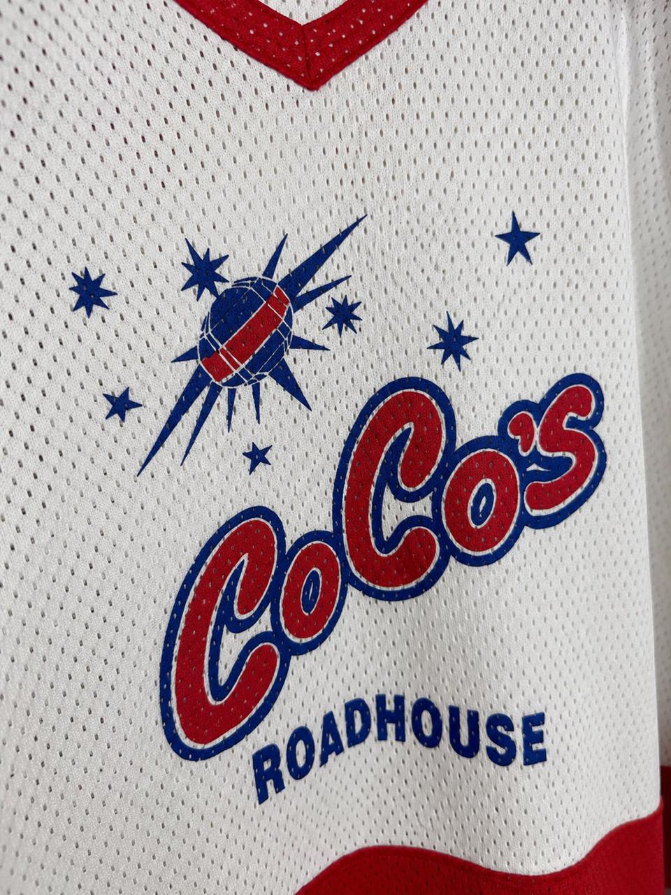 CoCo's Roadhouse Vintage Ice Hockey Jersey – White/Red/Blue ] Size XL