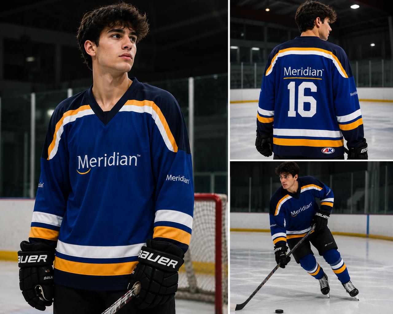 Classic Meridian Ice Hockey Jersey | Blue & White | Size 2XL