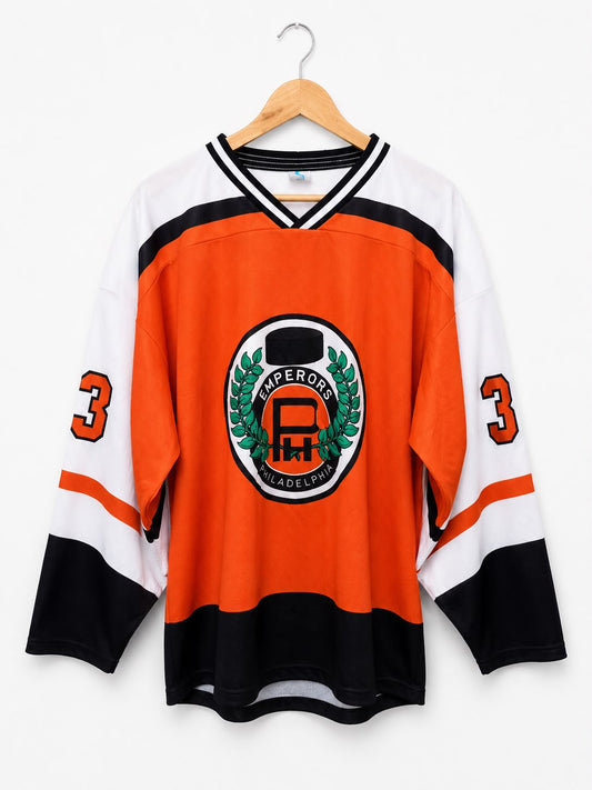 Philadelphia Emperors #33 Ice Hockey Jersey – Orange | Premium Edition | Size 2XL