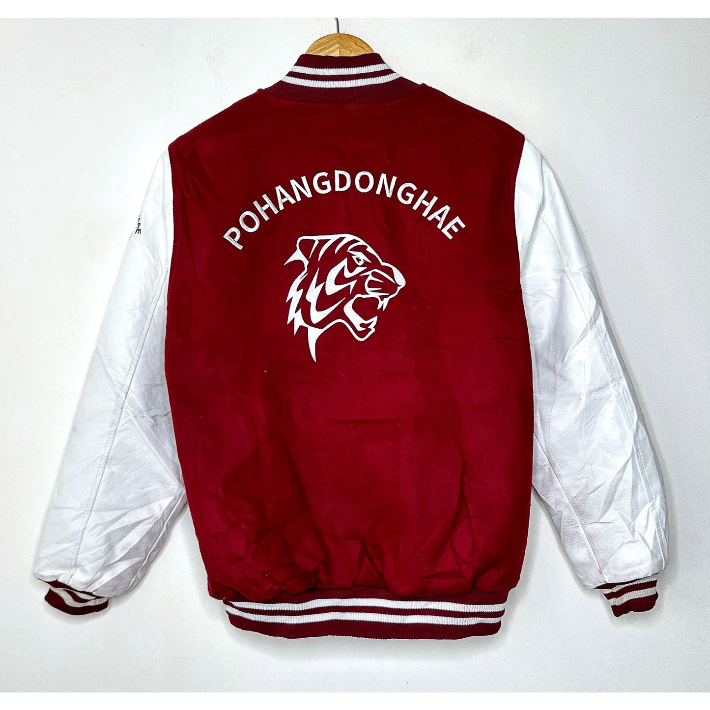 POHANGDONGHEA MAROON AND WHITE SIZE- M VARSITEY  JACKET