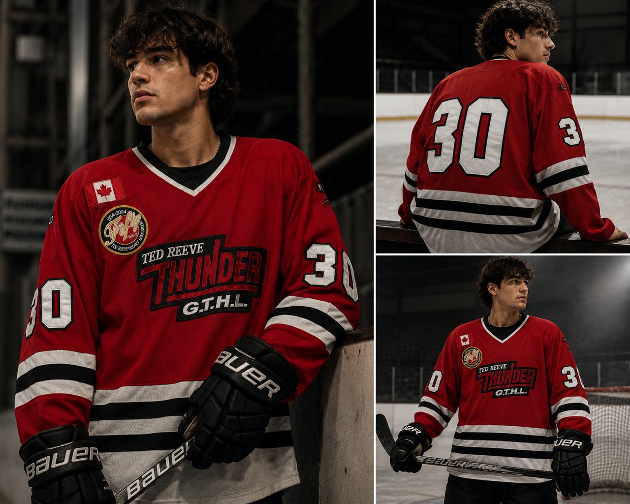 Ted Reeve Thunder GTHL Ice Hockey Jersey – Red | Premium Edition | Size XL