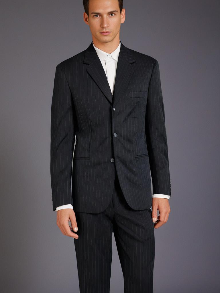 STRIPED SINGLE-BREASTED SLIM FIT 2-PIECE SUIT SET SIZE XL
