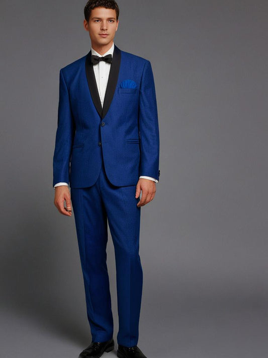 MEN BLUE SOLID SLIM-FIT TUXEDO PARTY SUIT SIZE XL