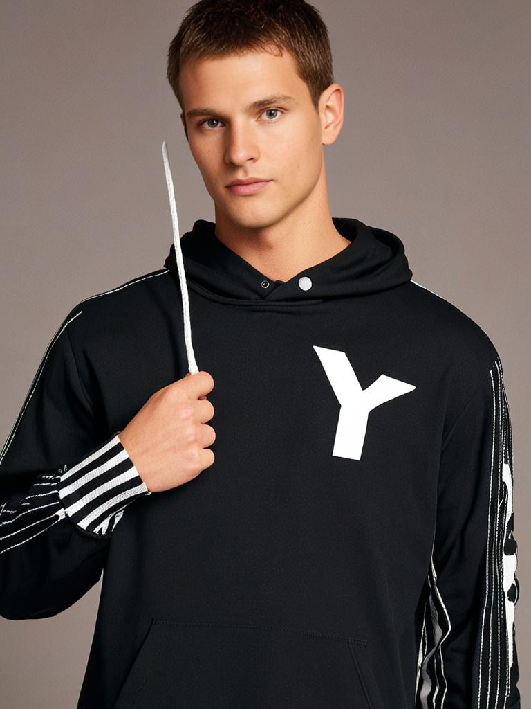 ADIDAS Y3 YOHJI YAMAMOTO BLACK DESIGNER HOODIE SIZE XL