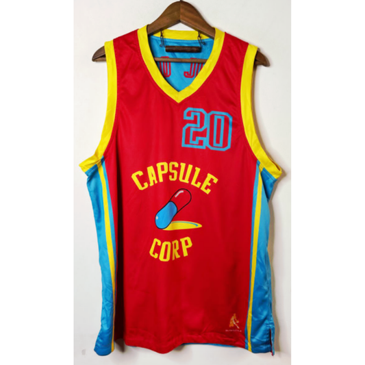 CAPSULE CORP RED SIZE L BASKETBALL JERSEY