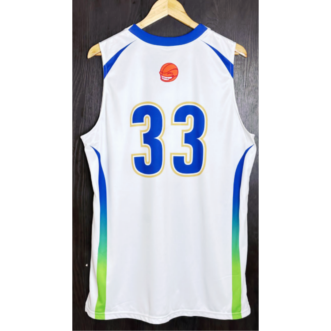 CHOPPED BONITO WHITE SIZE XL BASKETBALL JERSEY