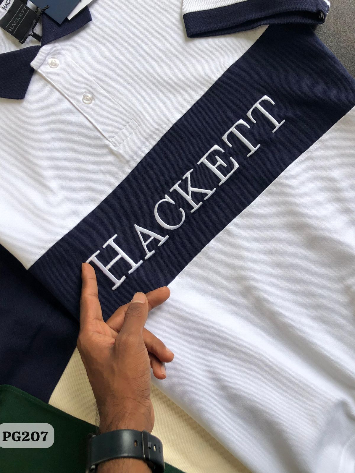 Luxury Hackett Polo Shirt – Timeless White with Black Detailing